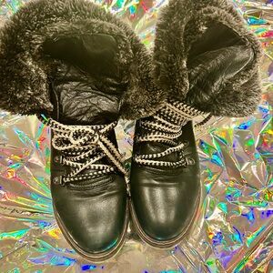 Italian Black Fur Lined Winter Boots
